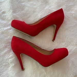 Brand New Red Faux Suede Pumps High Heels Sexy